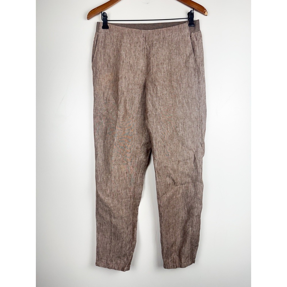 J Jill Love Linen Tapered Crop Pants Extra Small XS Brown Pull On Summer Casual